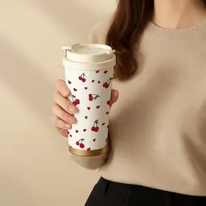 Cherry Pattern Insulated Stainless Steel Travel Mug