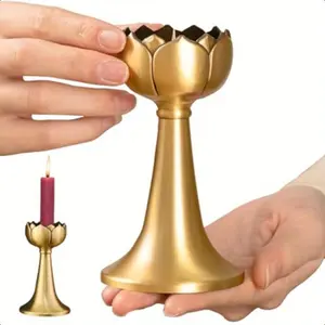 1 piece of antique brass lotus wall candle holder, antique gold finish, suitable for many types of candles. Sturdy and elegant, suitable for weddings, parties and other festive events decoration, Elegant Accesso Ornaments Glass Mount Golden Color