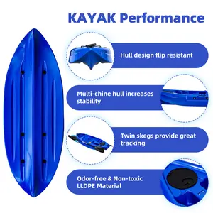 Kids 7FT Perch-On-Top Kayak with Paddle – Lightweight 22lbs, 88lbs Capacity, UV-Protected HDPE, Stable Flat Bottom for Pool, Lake, River & Calm Ocean – Ages 5-12, Beginner Kayak