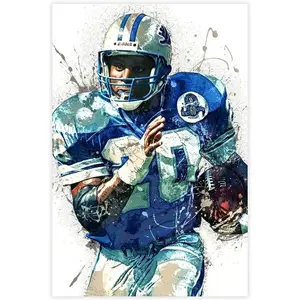 Barry Sanders Rugby Star Poster 1 Canvas Wall Art Decor High-Quality AAA+++ Artistic Print Painting for Bedroom Office Gift Ornaments