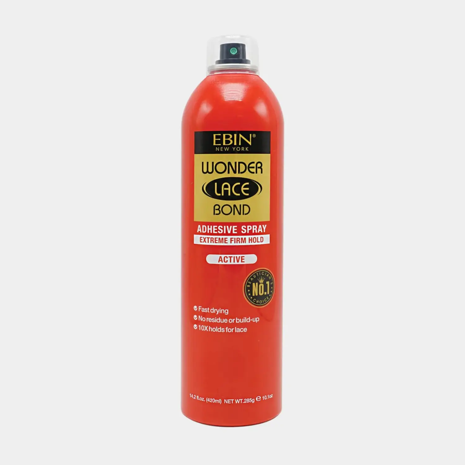 Ebin New York Wonder Lace Bond Adhesive Spray - 14.2oz Strong Hold Lace Wig Adhesive, Extreme Firm Hold for Daily Active Use, Gentle, Sweat-Resistant, Vegan Safe, Latex Free, Oil Resistant, Haircare, Lace Wigs