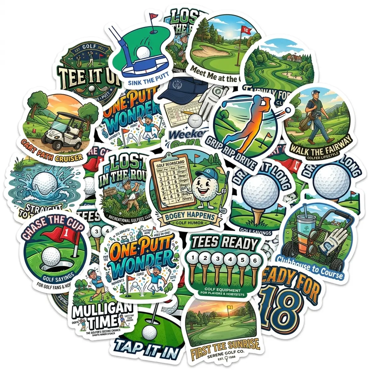 Golf Stickers Pack 20pcs - Perfect for Enthusiasts and Collectors