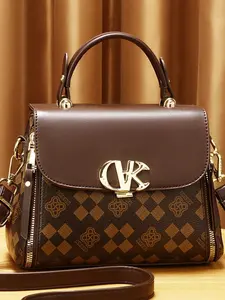 Women's Fashionable Geometric Pattern Handbag, Casual PU Leather Zipper Crossbody Bag for Daily Used, Trendy Versatile High-quality Daily Commuting Bag, Casual Shoulder Bag