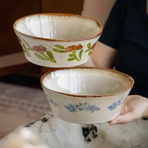 Handmade 7 Inch Ceramic Bowl, Salad Bowl, Serving Plate, Ideal for Vegetables, Noodles, Fruits, Desserts, Perfect Holiday Gift, Salad Serving Bowls