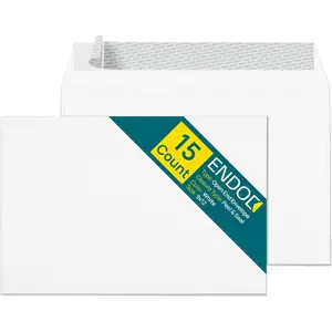 9x12 Booklet Envelopes 15 pack Self Seal Mailing Envelopes with Peel & Seal Closure Open-Side 9 x 12 Blank Plain White 28 lb Paper for Home and Business