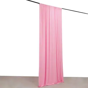 Pink 4-Way Stretch Spandex Event Curtain Drapes, Wrinkle Free Backdrop Event Panel with Rod Pockets - 5ftx10ft