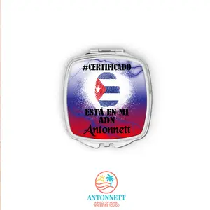 Antonnett “Certified: It’s In My DNA” Personalized Compact Mirror – 2.75x2.75 in. Stainless Steel, Aluminum & Glass, Caribbean‑Inspired Pocket Mirror with Custom Name in 12 Fonts
