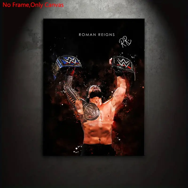 1 piece/set frameless canvas painting print poster, Canvas Prints, Picture Image Prints, classic realistic style art, Modern design, Roman Reigns, a perfect gift for wrestling enthusiasts, ideal gift for bedroom, living room, home decor