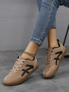 New Women's Casual Sports Shoes, Fashion Comfort Outdoor Sneakers, Lightweight Breathable Board Shoes, PU Material, Low Top