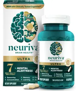 NEURIVA Ultra Decaffeinated Clinically Tested Nootropic Brain Supplement for Mental Alertness