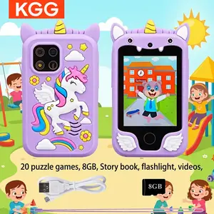 KGG Kids Educational Toy, Cute Cartoon Smart Mini Phone, 8GB Memory, Dual Camera, Alphabet Learning, 20 Games, Habit Tracker, Gift for Boys Girls