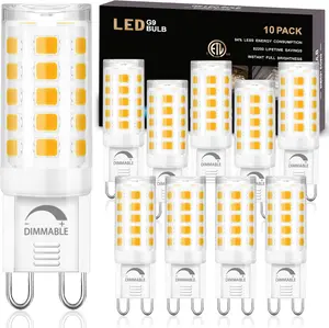 10 Pack Dimmable G9 LED Light Bulb 3000K Warm White, 4W G9 Base Chandelier Light Bulb Soft White, T4 40Watt Halogen Replacement G9 Bi Pin Base, CRI85 120V 360° Beam Angle