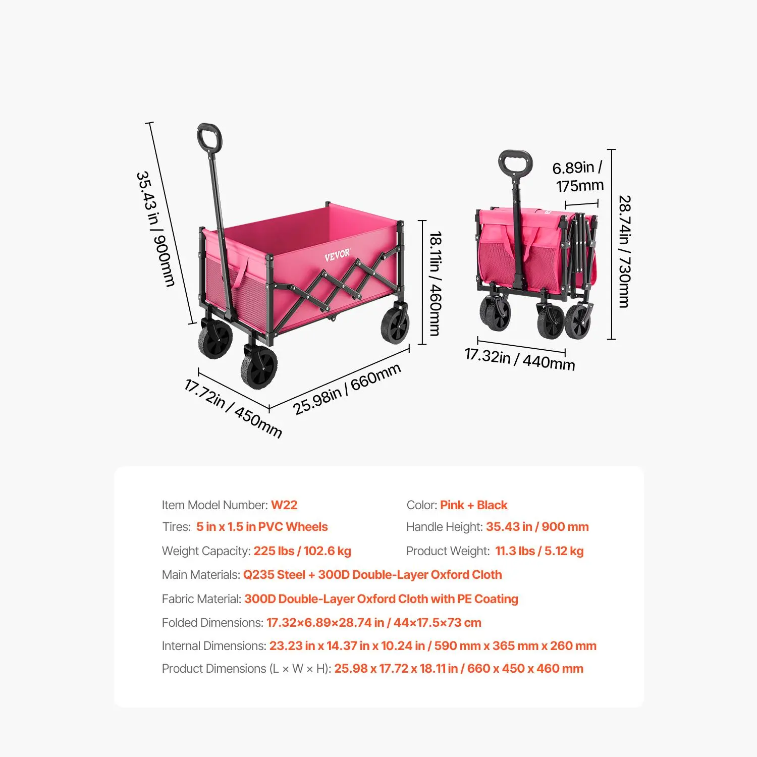 Pink - 120L & 225LBS - Flat Fold