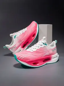 1 Pair Unisex Gradient Carbon Plate Running Shoes: Breathable & Shock-absorbing + Non-slip Propulsion, Mesh Upper + Carbon Plate Outsole + Hollow Propulsion Design, Dynamic Trendy Style, Ideal for Men and Women's Daily Sports & Racing Training