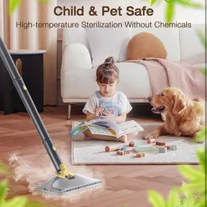 ScrubWiz Steam Mop Cleaner with Detachable Handheld Steamer, 12-in-1 Multi Accessories, Washable Microfiber Pads, 350ml and 2 Adjustable Levels for Cleaning Floor, Carpet, Tiles, and Grout, Gray