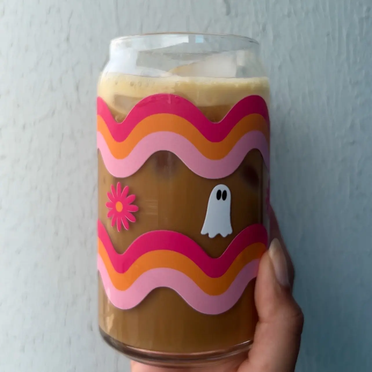Squiggle Line Daisy Ghost Glass