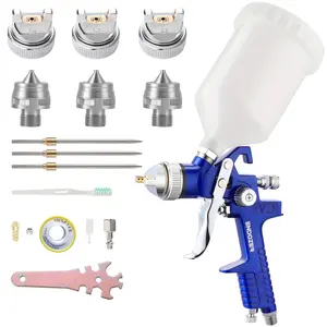ENDOZER Professional HVLP Gravity Feed Air Spray Gun with 1.4/1.7/2.0mm Nozzles, 20 oz, 600cc