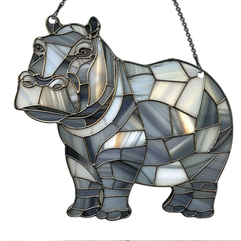 Azaad Apparel Hippo Ornament Acrylic Window Hanging; Gift For Wild Animal Lovers, Home Wall Room Hanging Decor, Christmas Decorations