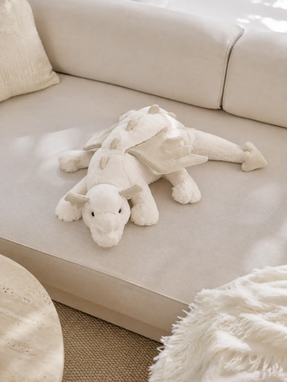 Jellycat Snow Dragon Plush Toy, 50 cm long – A soft, adorable white dragon plush toy for children and adults.