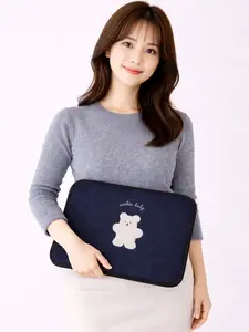 Cute Teddy Bear Laptop Sleeve – Soft Shockproof Case for 7–15” MacBook, iPad & Laptops