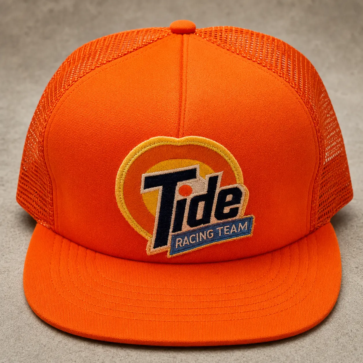 Vintage 90s NASCAR Trucker Hat for Fans, Retro Orange Foam & Mesh Snapback, Classic US Truck Style with Embroidered Patch, Nascar Fans, Classic Us Truck Style Hats, Light Spray Of Febreze, Unisex, Sporty Chic, Old School Hats, Adjustable Snap