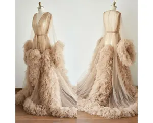 Maternity Dress for Photo Shoot, Tulle Maternity Gown, Baby Shower Photoshoot Dress, Boho Maternity Gown, Wedding Guest Dress, Gift for Her Sleeve Womenswear Elegant Maxi Ruffle Robe Ball Beach Piece Suits