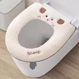 Winter Thick Non-Electric Toilet Seat Cover, Cute Bear Design, Soft Warm for Cold Weather, Easy Install Bathroom Decor, Home Use, Toilet Seat Protector