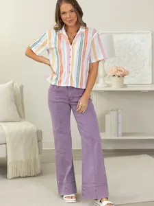 Mid Rise Wide Leg Color Denim Pants Mid Rise Wide Leg Color Denim Pants
