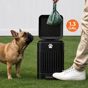 Pupzle Small Dog Poop Trash Can Outside, 1.3 Gal Metal Dog Waste Trash Can