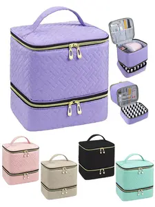 Nail Polish Storage Box, Large Capacity Dual Layer Organizer, Holds Up to 30 Bottles & Nail Lamp, Durable Design, Easy Organization