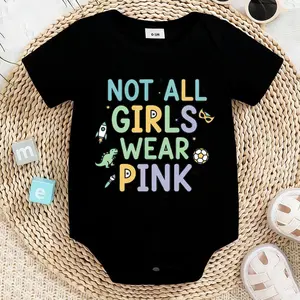Not All Girls Wear Pink in heaven Baby Babysuit - Cute Baby Short Sleeve Onesies Romper For Infant, Newborn Humor Clothes for Boys Girls, Soft Casual Outfit, Outdoor 100% Cotton Triangle Jumpsuit