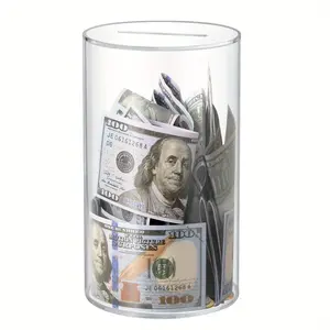1 Transparent Acrylic Money Box Adults & Kids Break‑to‑Open Encourages Saving Unique Home Decor Cash Coin Jar