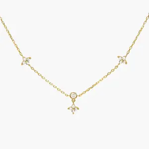 en route Lucky Clover Necklace in Gold, Polished Four-Leaf Clover Pendant with CZ Accents, Everyday Elegant & Gift-Ready Jewelry that Brings a Hint of Luck, Perfect for Layering or Solo Statement Looks