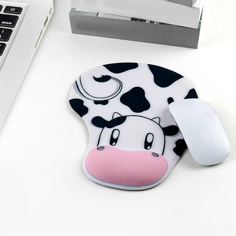 Cartoon Cow Design Wrist Rest Mouse Pad, Silicone Soft Mouse Pad With Wrist Support, Cute Anti-slip Mouse Pad For Home & Office