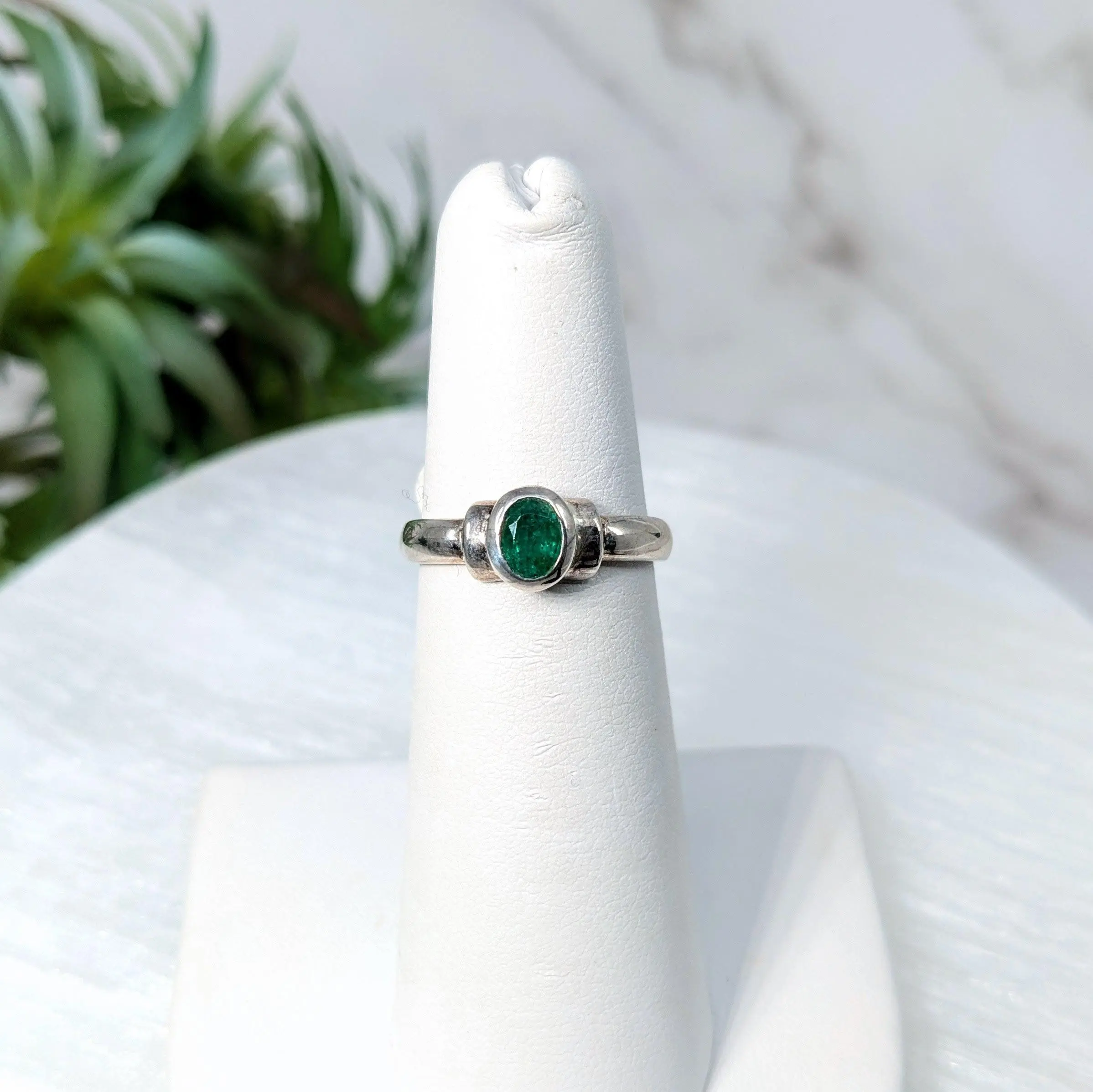 Emerald Sterling Silver Ring