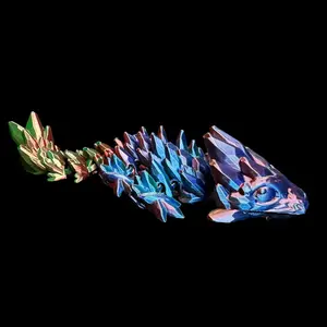 Rainbow Crystal Baby Dragon Articulating Sculpture 3D Print
