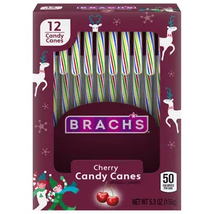Brach's Rainbow Cherry Candy Canes: 12-Piece Box Brach's Rainbow Cherry Candy Canes: 12-Piece Box