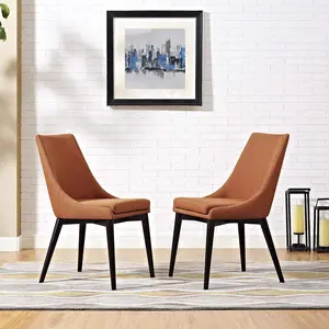 Modway Viscount Dining Side Chair Fabric Set of 2 in Orange