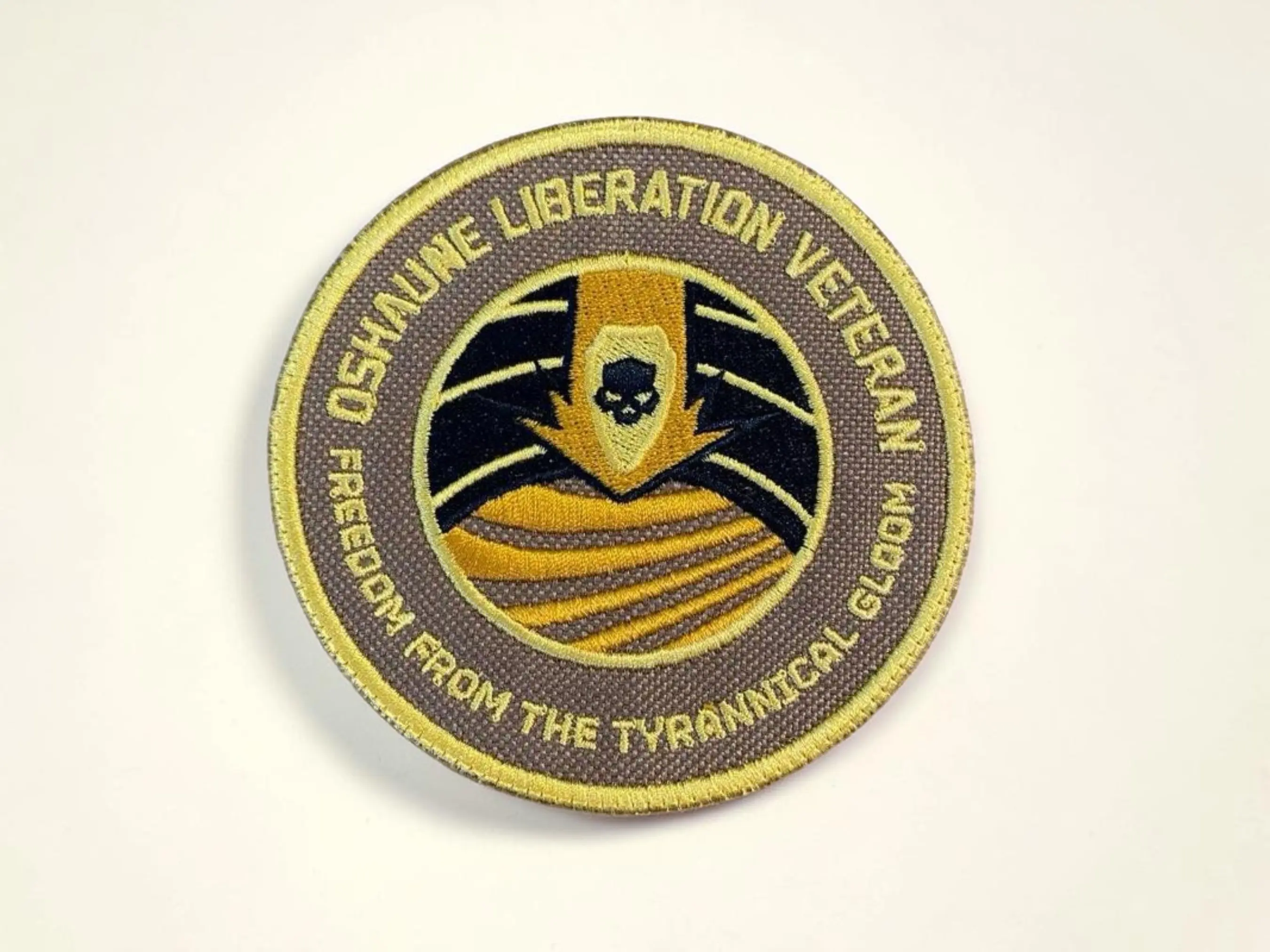 Oshaune Freedom Theme Embroidered Patch Applique - 3.75 in Sci-Fi Tactical Collectibles Sci-Fi Badge, Lemon-Black Polyneon Thread Sewing Accessory, Machine Sewed Iron-On for Jackets, Cosplay Gear