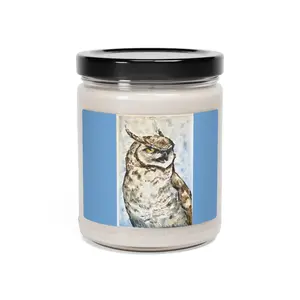Great Horned Owl Scented Soy Candle, 9oz Decor Glass