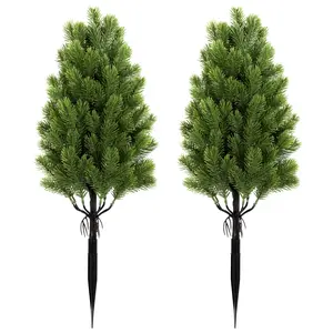 2 Piece Set Artificial Cedar Heart Shaped Potted Tree, Realistic Pe Leaves, UV Resistant, Outdoor & Indoor Garden Decor, Artificial Trees Outdoor (21.6 Inch)