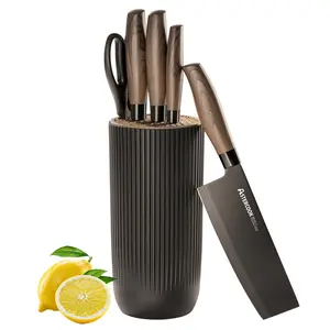 【The pioneer woman knife set】Astercook 6-piece stainless steel knife set that is highly contagious, anti-rust, and can be cleaned in the dishwasher. It is sharp. valorant beta knife Block
