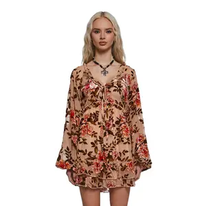 Clementine Printed Velvet Dress