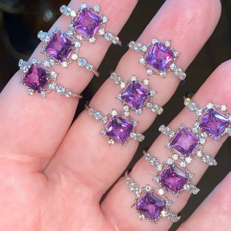 Alexandrite Silver Adjustable Rings Alexandrite Rings Silver Plated Rings Alexandrite Crystals Flashy Alexandrite