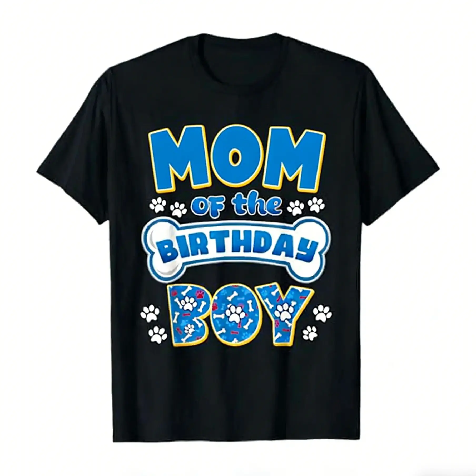 Dad of the Birthday Boy Celebration Tee - 100% Cotton Men's Casual Crew Neck Short Sleeve T-Shirt with Playful Paw Print, Vintage Metalcore Graphic - Machine Washable for Family Birthday Events, Y2K Outfits