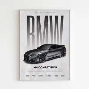Ctc BMW M4 Competition Poster No Framed | Hyper Car Poster | Super Car Print | Art Print | Poster | Home Decor | Wall Decor