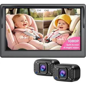 5" Dual Car Camera Baby Monitor, 1080P HD & 940nm IR Night Vision, Double Car Camera for 2 Baby,  Easy Setup for Carseat, Perfect for Family Travel, Pet Friendly, Summervibes