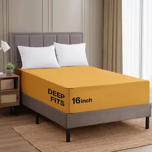 Luxury Fitted Sheet - 16 Inch Deep Pocket Fitted Bed Sheets Soft Microfiber Shrink and Fade Resistant All Around Elastic Fitted Bottom Sheets