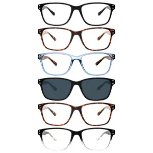 6 Pack Blue Light Blocking Reading Glasses UV Protection Classic Design with Spring Hinge HD Lenses Lightweight Computer Readers Daily Mix Color