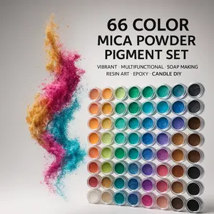 66 Color Mica Powder Pigment Set - Vibrant Pearl & Metallic Shades for Epoxy Resin Soap Nail Polish Candle Making Handmade Gifts Wax Melts